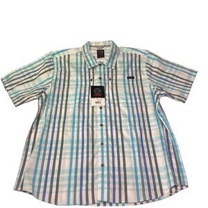 Wrangler Men's All Terrain Gear Horizon Short SL Shirt Size XL White Blue New